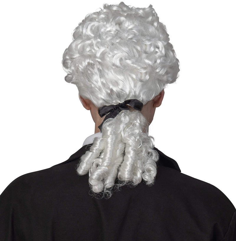 Skeleteen George Washington White Rubber Wig - Historical Colonial Powdered Wig with Ponytail Costume Accessory for Adults and Children - Image 4